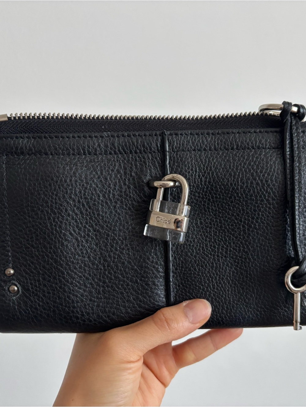 Chloé Paddington black leather zip wallet